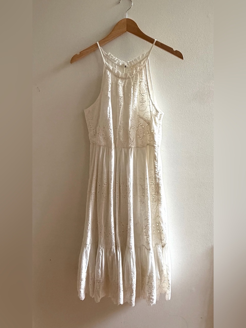Maeve Cream Eyelet Halter Maxi Dress